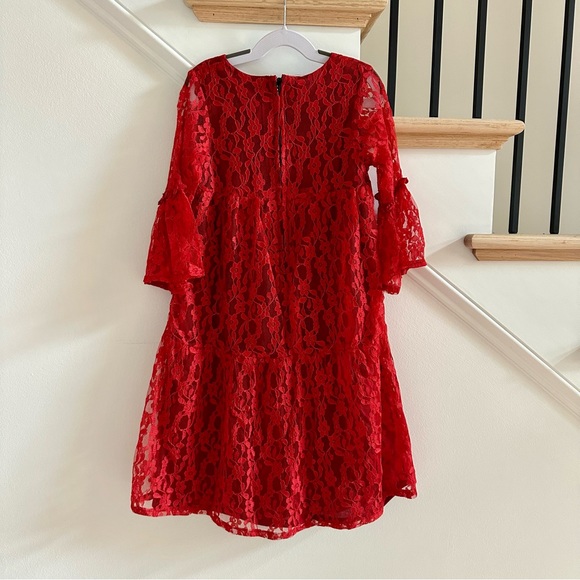 🎉 Host Pick 🎉 A.T.U.N. Scarlet Lace Ariana Bell Sleeve Shift Dress - Picture 5 of 5